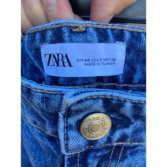 Zara high waist wide leg distressed jeans size 8 - Picture 4 of 5